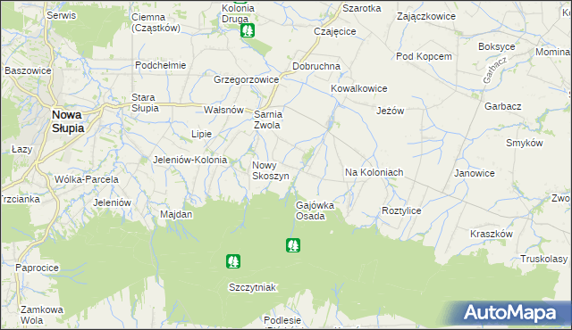 mapa Wronów gmina Waśniów, Wronów gmina Waśniów na mapie Targeo