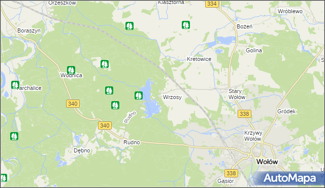 mapa Wrzosy gmina Wołów, Wrzosy gmina Wołów na mapie Targeo