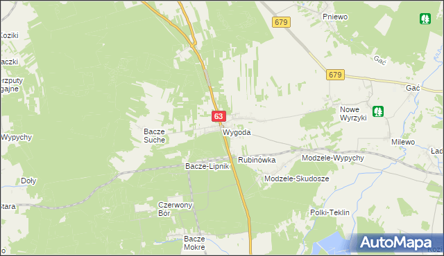mapa Wygoda gmina Łomża, Wygoda gmina Łomża na mapie Targeo