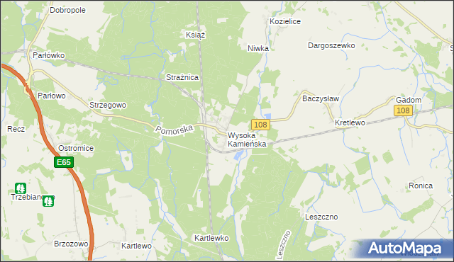 mapa Wysoka Kamieńska, Wysoka Kamieńska na mapie Targeo