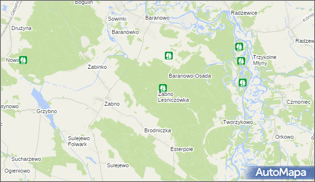 mapa Żabno Leśniczówka, Żabno Leśniczówka na mapie Targeo