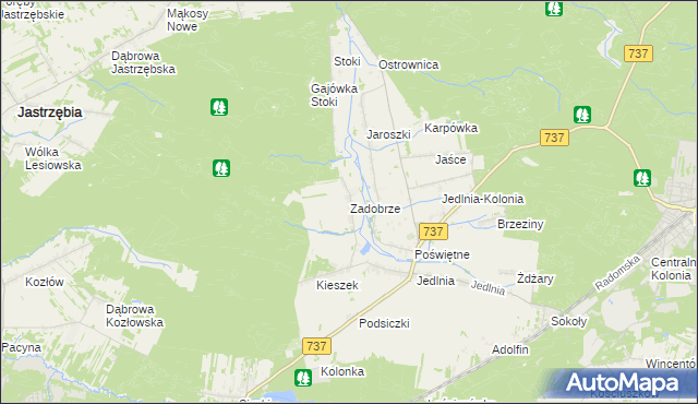 mapa Zadobrze gmina Pionki, Zadobrze gmina Pionki na mapie Targeo