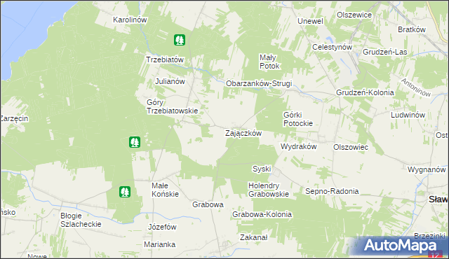 mapa Zajączków gmina Mniszków, Zajączków gmina Mniszków na mapie Targeo