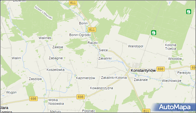 mapa Zakalinki, Zakalinki na mapie Targeo