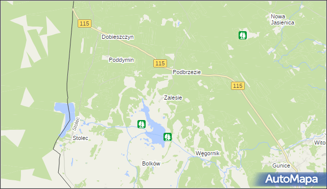 mapa Zalesie gmina Police, Zalesie gmina Police na mapie Targeo