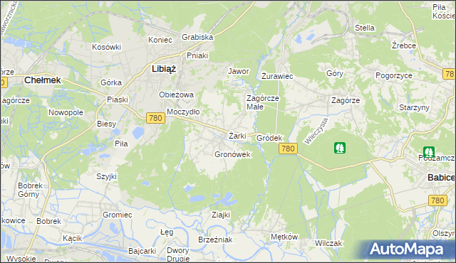 mapa Żarki gmina Libiąż, Żarki gmina Libiąż na mapie Targeo