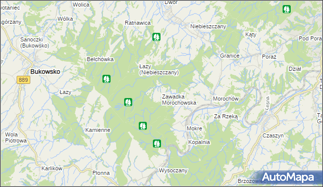 mapa Zawadka Morochowska, Zawadka Morochowska na mapie Targeo