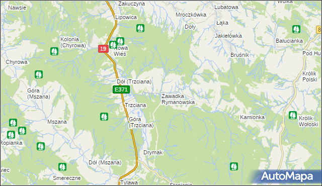 mapa Zawadka Rymanowska, Zawadka Rymanowska na mapie Targeo