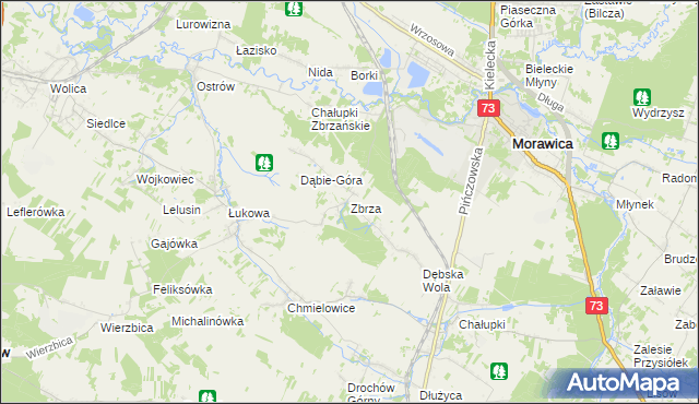 mapa Zbrza gmina Morawica, Zbrza gmina Morawica na mapie Targeo