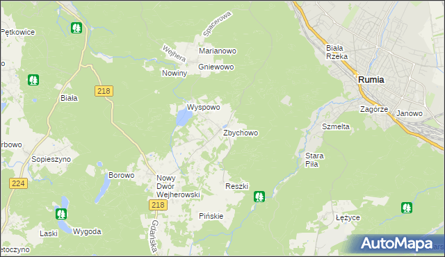 mapa Zbychowo, Zbychowo na mapie Targeo