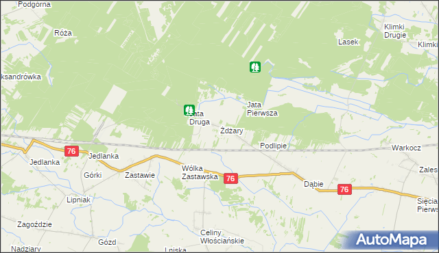 mapa Żdżary gmina Łuków, Żdżary gmina Łuków na mapie Targeo