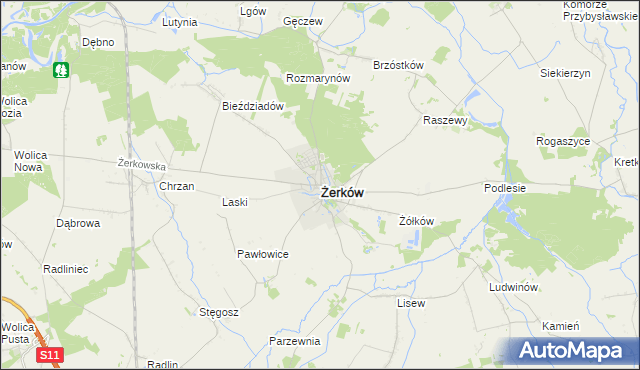 mapa Żerków powiat jarociński, Żerków powiat jarociński na mapie Targeo