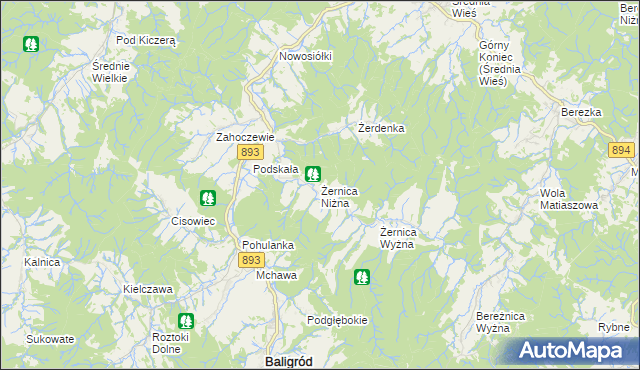 mapa Żernica Niżna, Żernica Niżna na mapie Targeo