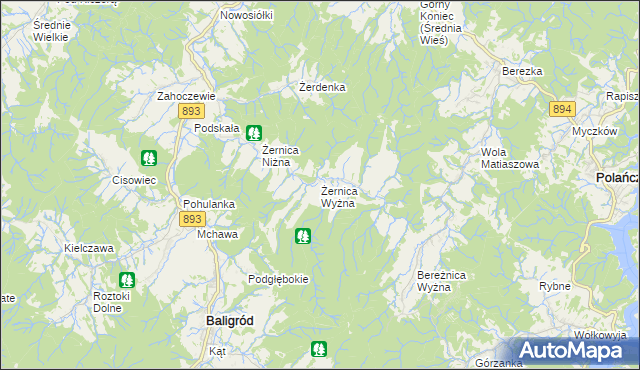 mapa Żernica Wyżna, Żernica Wyżna na mapie Targeo