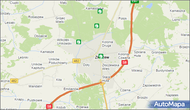 mapa Złoczew, Złoczew na mapie Targeo