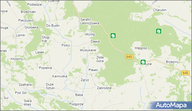 mapa Złota Góra gmina Łyse, Złota Góra gmina Łyse na mapie Targeo