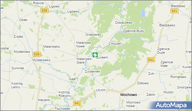 mapa Żurawin gmina Mochowo, Żurawin gmina Mochowo na mapie Targeo
