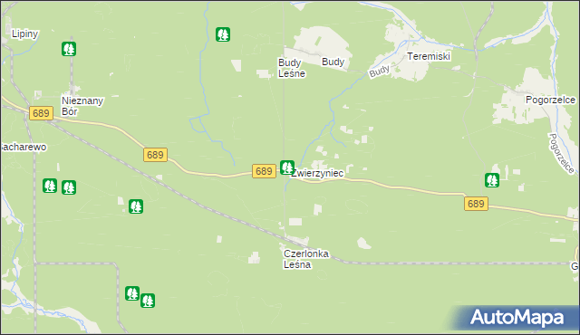 mapa Zwierzyniec gmina Białowieża, Zwierzyniec gmina Białowieża na mapie Targeo
