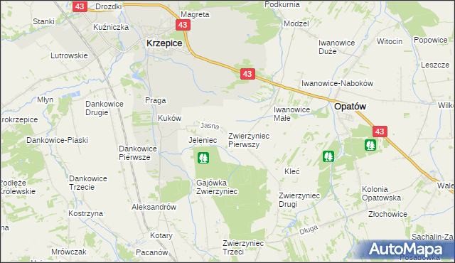 mapa Zwierzyniec Pierwszy, Zwierzyniec Pierwszy na mapie Targeo