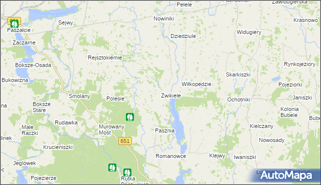 mapa Żwikiele, Żwikiele na mapie Targeo