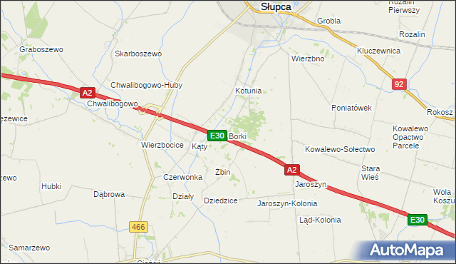 mapa Borki gmina Słupca, Borki gmina Słupca na mapie Targeo