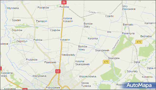 mapa Borków Nowy, Borków Nowy na mapie Targeo