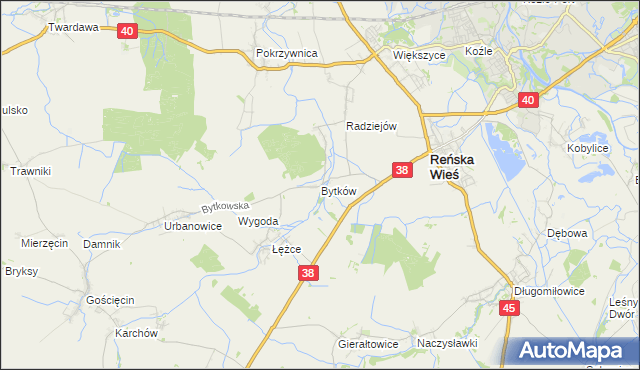 mapa Bytków gmina Reńska Wieś, Bytków gmina Reńska Wieś na mapie Targeo