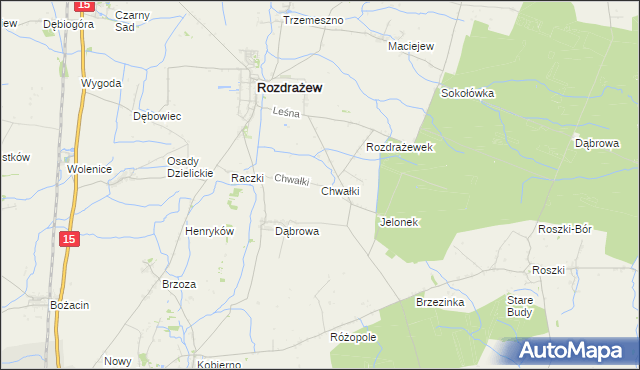 mapa Chwałki gmina Rozdrażew, Chwałki gmina Rozdrażew na mapie Targeo