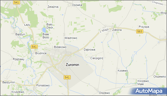 mapa Dąbrowa gmina Żuromin, Dąbrowa gmina Żuromin na mapie Targeo