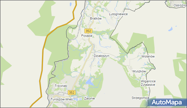 mapa Działoszyn gmina Bogatynia, Działoszyn gmina Bogatynia na mapie Targeo