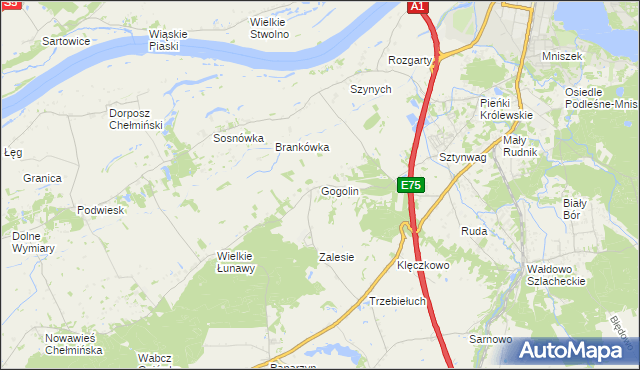 mapa Gogolin gmina Grudziądz, Gogolin gmina Grudziądz na mapie Targeo