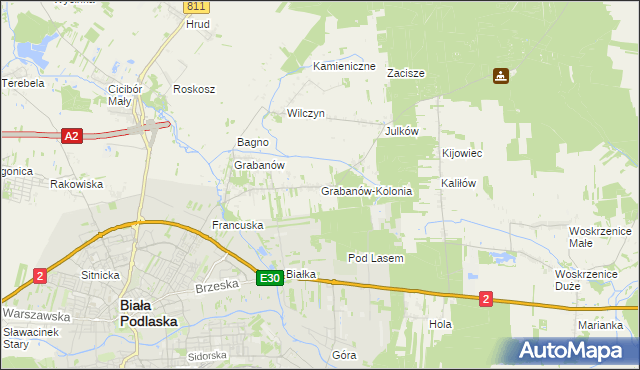 mapa Grabanów-Kolonia, Grabanów-Kolonia na mapie Targeo