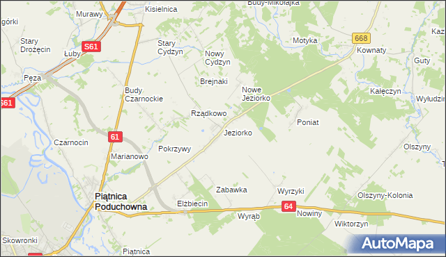 mapa Jeziorko gmina Piątnica, Jeziorko gmina Piątnica na mapie Targeo