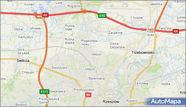 mapa Miłocin gmina Głogów Małopolski, Miłocin gmina Głogów Małopolski na mapie Targeo