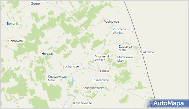 mapa Miszkieniki Wielkie, Miszkieniki Wielkie na mapie Targeo