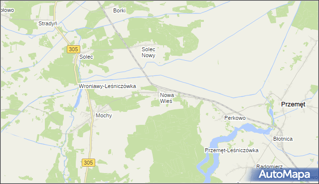 mapa Nowa Wieś gmina Przemęt, Nowa Wieś gmina Przemęt na mapie Targeo