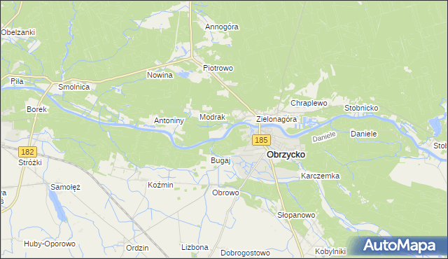 mapa Obrzycko-Zamek, Obrzycko-Zamek na mapie Targeo