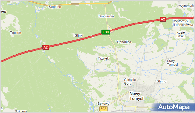 mapa Przyłęk gmina Nowy Tomyśl, Przyłęk gmina Nowy Tomyśl na mapie Targeo