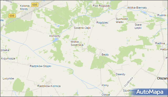 mapa Ptaszki, Ptaszki na mapie Targeo