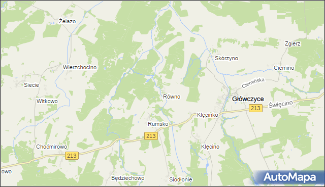 mapa Równo gmina Główczyce, Równo gmina Główczyce na mapie Targeo