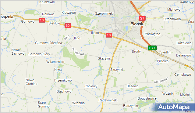 mapa Skarżyn gmina Płońsk, Skarżyn gmina Płońsk na mapie Targeo