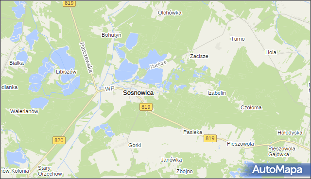 mapa Sosnowica-Dwór, Sosnowica-Dwór na mapie Targeo