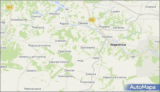 mapa Stanisławka gmina Wąwolnica, Stanisławka gmina Wąwolnica na mapie Targeo