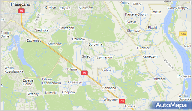 mapa Szymanów gmina Góra Kalwaria, Szymanów gmina Góra Kalwaria na mapie Targeo