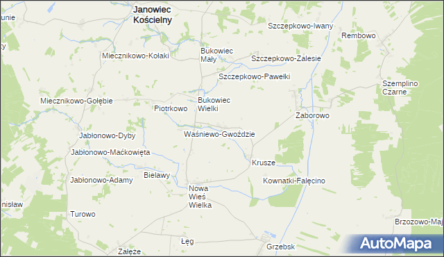 mapa Waśniewo-Grabowo, Waśniewo-Grabowo na mapie Targeo