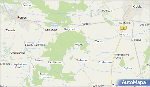 mapa Włostki, Włostki na mapie Targeo