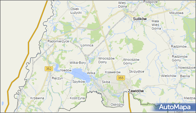 mapa Wrociszów Dolny, Wrociszów Dolny na mapie Targeo