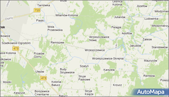 mapa Wrzeszczewice, Wrzeszczewice na mapie Targeo