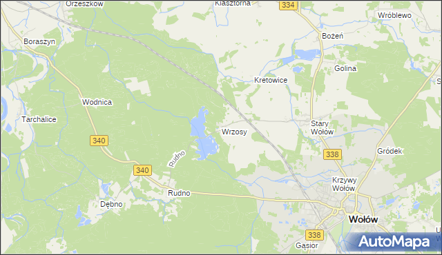 mapa Wrzosy gmina Wołów, Wrzosy gmina Wołów na mapie Targeo