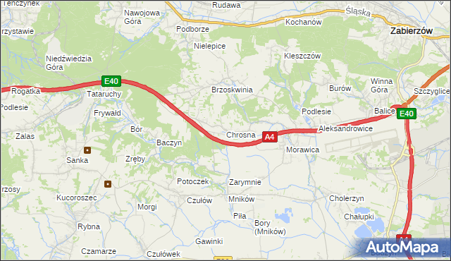 mapa Chrosna gmina Liszki, Chrosna gmina Liszki na mapie Targeo